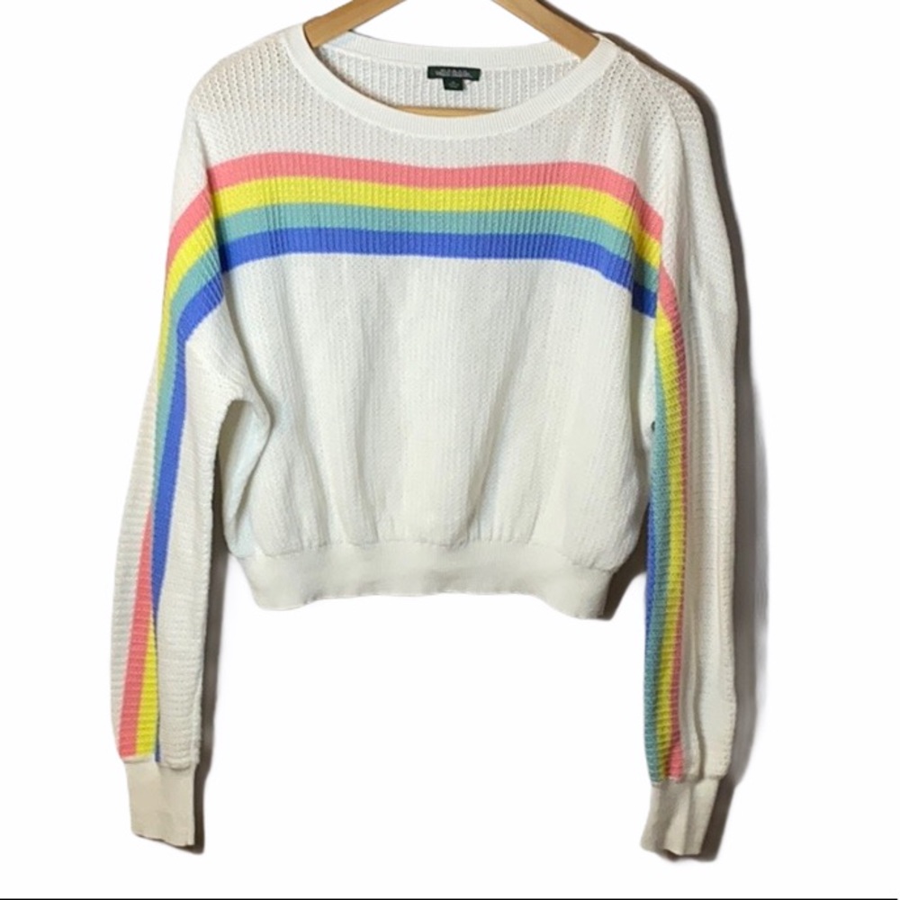 Wild Fable White Rainbow Cropped Sweater Top